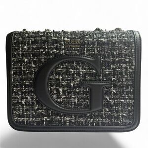Guess Tweed G Logo Chain Shoulder Bag Women’s Black Crossbody Purse